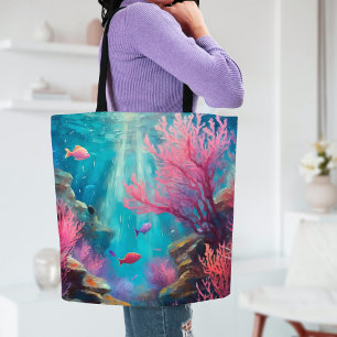 Tote Bag Coral Reef Océan Abstrait Art moderne