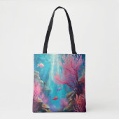 Tote Bag Coral Reef Océan Abstrait Art moderne (Devant)