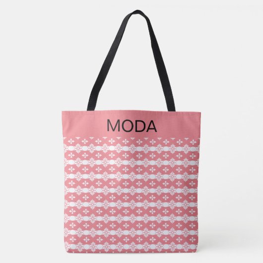 Tote Bag Coral rose et blanc avec calligraphie (Devant)