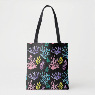 Tote Bag Coraux aquarelle peint sans couture motif