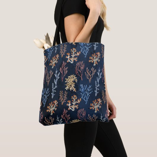 Tote Bag Coraux Motif de vie sous-marine (De près)