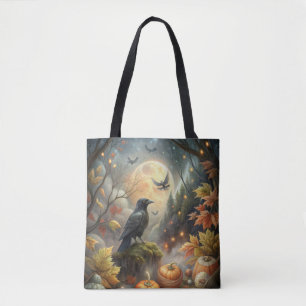 Tote Bag Corbeau Citrouille mystique - La magie de la forêt