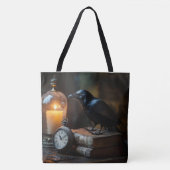 Tote Bag Corbeau dans la bibliothèque (Devant)