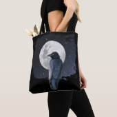 Tote Bag Corbeau de la forêt Lune froide (De près)
