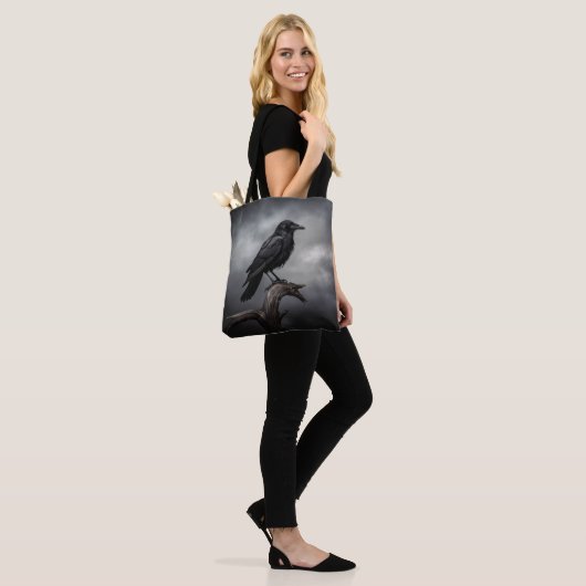 Tote Bag Corbeau d'Halloween (Sur le modèle)
