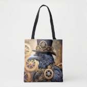Tote Bag Corbeau en haut Chapeau Steampunk Art (Devant)