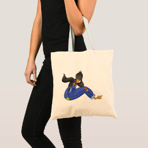 Tote Bag Corbeau en salopette bleue