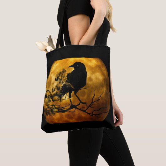 Tote Bag Corbeau et moisson chute de lune (De près)