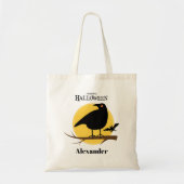 Tote Bag Corbeau noir effrayant Halloween (Devant)