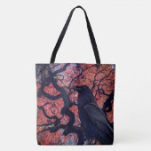 Tote Bag Corbeau noir et érable gris japonais (Devant)