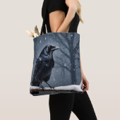 Tote Bag Corbeau noir foncé (De près)