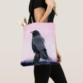 Tote Bag Corbeau perché au lever du soleil (De près)