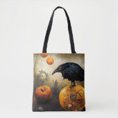 Tote Bag Corbeau sur Citrouille (Devant)