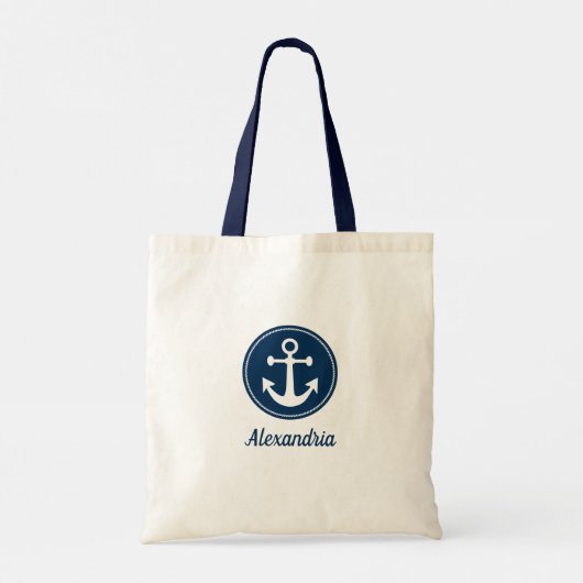 Tote Bag Corde d'Ancre marine bleu blanc Personnalisé (Dos)
