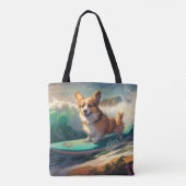 Tote Bag Corgi Beach Surf Peinture (Dos)
