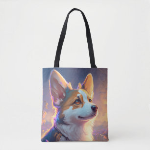 Tote Bag Corgi Chien Animal Portrait Peinture Animal Caract