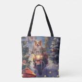 Tote Bag Corgi Chien équitation Moto Noël (Dos)