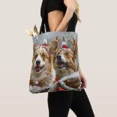 Tote Bag Corgi Chien Noël Festif (De près)
