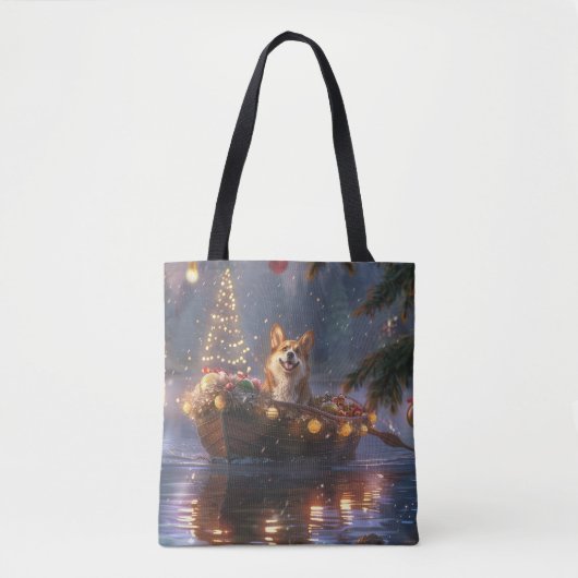 Tote Bag Corgi Christmas Festive Voyage (Devant)