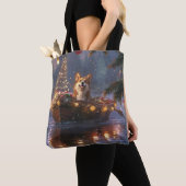 Tote Bag Corgi Christmas Festive Voyage (De près)