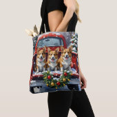 Tote Bag Corgi Christmas Red Truck Holiday (De près)