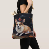Tote Bag Corgi Citrouille Halloween effroi (De près)
