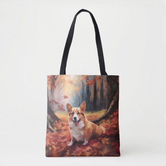 Tote Bag Corgi dans les feuilles d'automne automne automne (Devant)