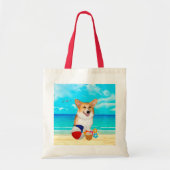 Tote Bag Corgi de temps de plage (Devant)