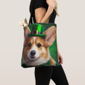 Tote Bag Corgi Dog en robe de fête St. Patrick (De près)
