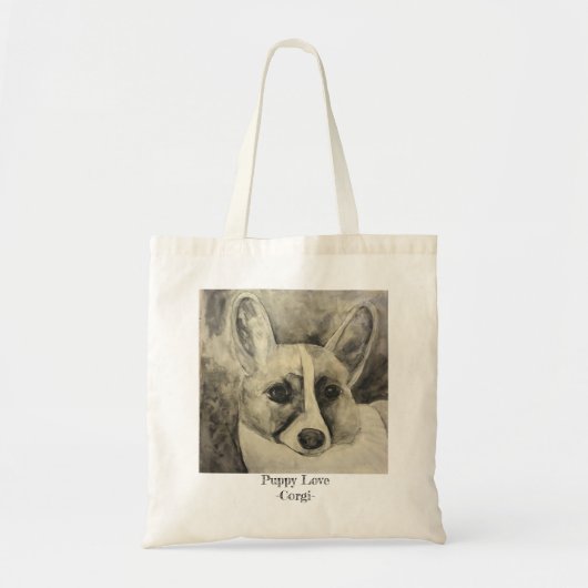 Tote Bag Corgi Fourre-tout d'amour de chiot (Devant)