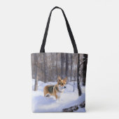 Tote Bag Corgi laisse neiger Noël (Dos)