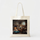 Tote Bag Corgi lit à un chat (Devant)