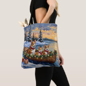Tote Bag Corgi Noël Bateau Fêtes (De près)