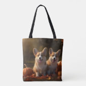 Tote Bag Corgi Puppy Automne Citrouille de plaisir (Dos)