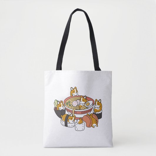 Tote Bag Corgi Ramen Sushi (Devant)