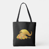 Tote Bag Corne d'abondance dorée sur fond noir (Dos)