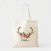 Tote Bag corne de cerf Sirène florale, Mariage Favor (Devant)