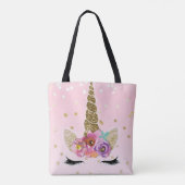 Tote Bag Corne de licorne moderne tendance florale confetti (Dos)