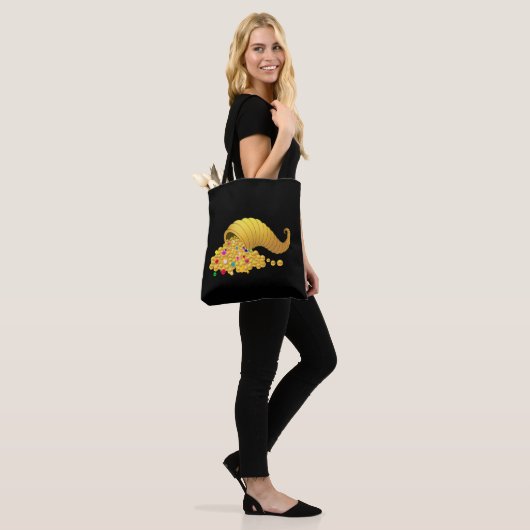 Tote Bag Corne d'or de Plenty sur noir (Sur le modèle)