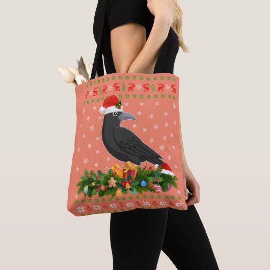 Tote Bag Corneille corneille Oiseau Amant Noël Chapeau de S (De près)