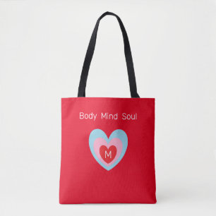 Tote Bag Corps Âme Âme Cœur sur Rouge