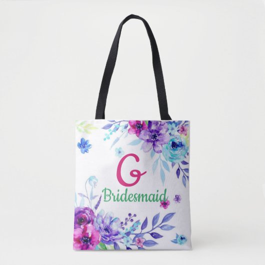 Tote Bag Cortège de mariage floral monogrammé (Devant)