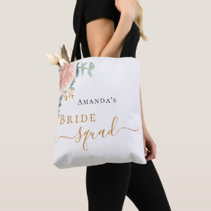 Tote Bag Cortège de mariée rose gold floral eucalyptus verd