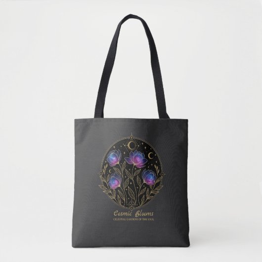 Tote Bag Cosmic Blooms – Celestial Floral Mandala flowers (Devant)