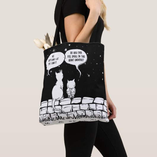 Tote Bag Cosmic Cat Perspective Funny Cat Art (De près)