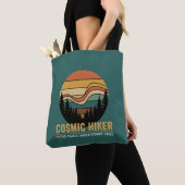 Tote Bag Cosmic Hiker Retro 70s Sunset Space Forest Stars (De près)