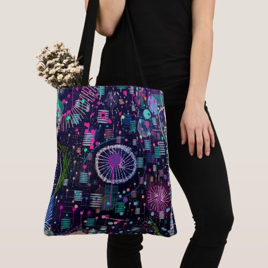 Tote Bag Cosmic Snow Storm: Abstract Maximalism Art (De près)
