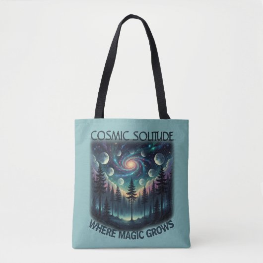 Tote Bag Cosmic Solitude Galaxy Forest • Moon Phases (Devant)
