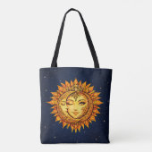 Tote Bag Cosmic Sun Moon Boho Goddess Celestial Mandala Art (Dos)