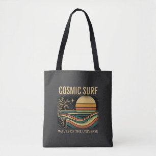 Tote Bag Cosmic Surf Rétro Vague • Surf Vintage Coucher de